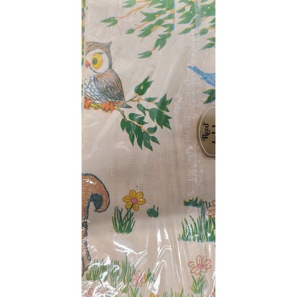 Vintage C.A. Reed Happy Birthday Forest Friends Paper Tablecloth  52 X 96 NOS - Picture 7 of 11